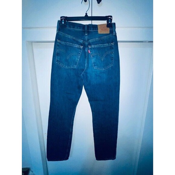 Levis 501 Jeans Womens 24x30 Fits 27x30 Blue Premium Button Fly Distressed Big E - Picture 3 of 16